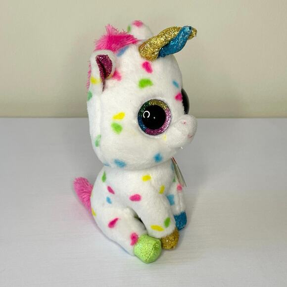 TY Beenie Boos Harmonie Unicorn 6" Glitter Eyes Stuffed Animal Collectible | NWT - Picture 2 of 9